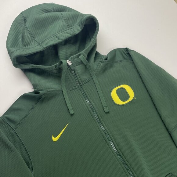Oregon Ducks Nike Therma Fit Jacket Men’s M Hoodie Full Zip Fleece Green Logo - Picture 1 of 12